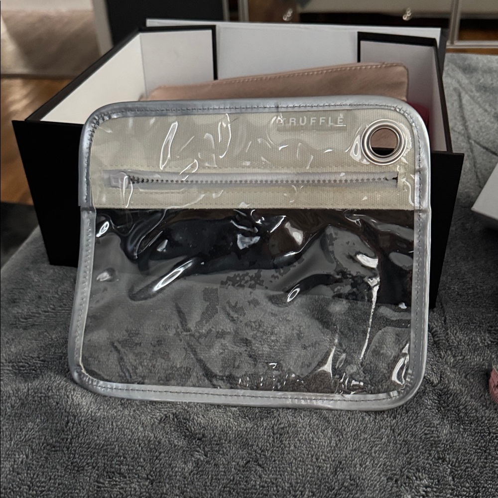 Truffle- Clear and Beige Ruffle Pouch
